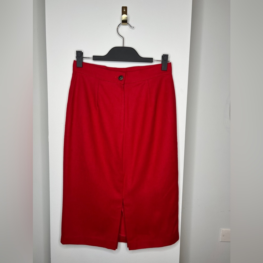 Vintage Red Wool Mid-length Skirt